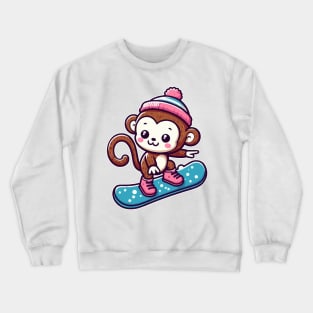 Cute monkey Snowboarding Crewneck Sweatshirt